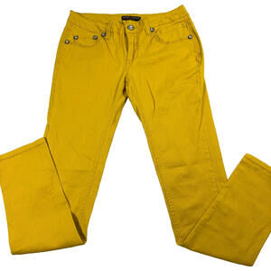 One Tuff Babe Jeans Womens 5 Mustard Yellow Skinny Fit Rhinestone Pockets